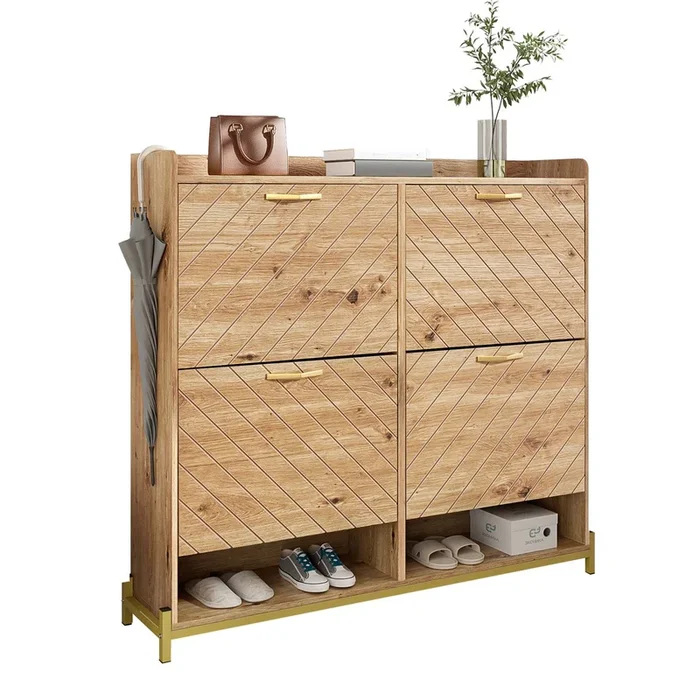 Zapatero de mdf con 4 trampones,natural