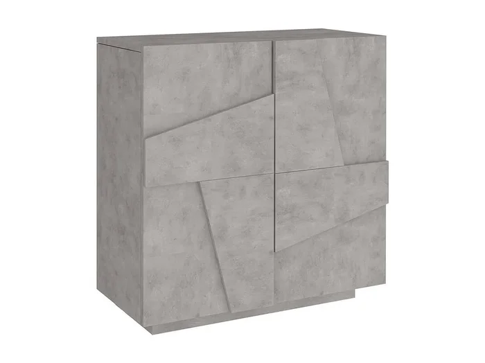 Zapatero Joel, Mueble multiusos con 2 puertas, Zapatero de entrada, 100% Made in Italy, 81x38h86 cm, Cemento con detalle