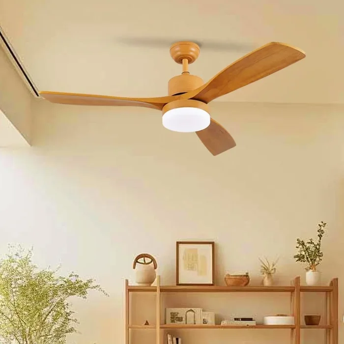 ZEVENTI – Ventilador de techo LED MARE LED/24W/230V 3000/4000/6000K Wi-Fi Tuya roble + mando a distancia