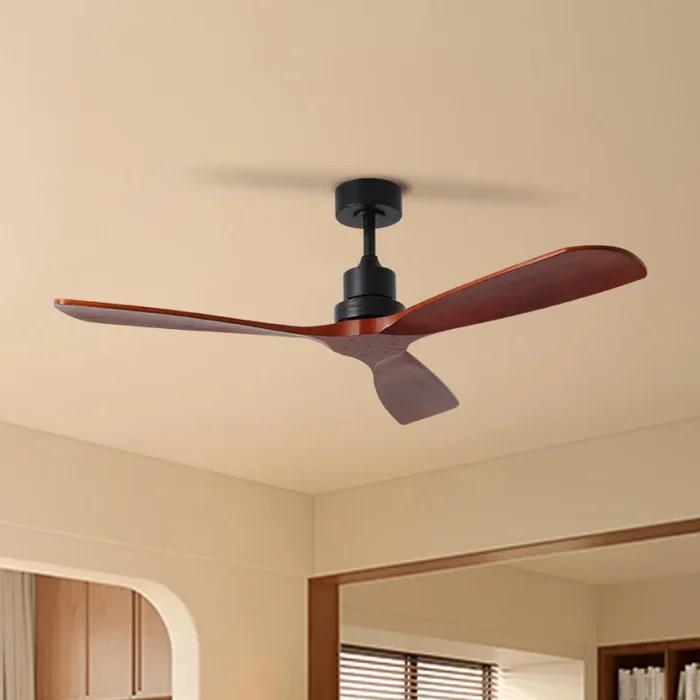 ZEVENTI – Ventilador de techo LIONI Wi‑Fi Tuya negro/roble + control remoto