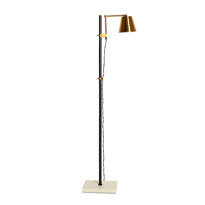 Zew Lámpara de Pie, de Hierro, en color Negro/Blanco/Oro, de 20x50x157cm – Lastdeco