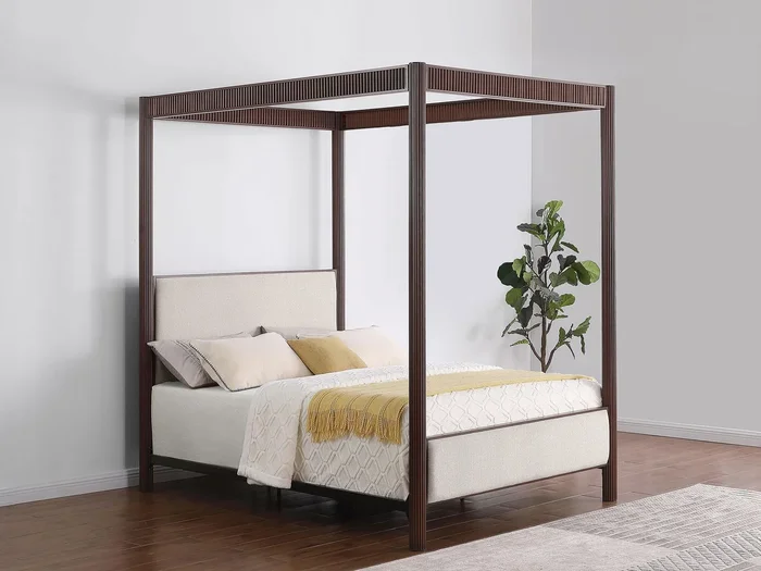Zimmerleee Rust Brown 89-inch Metal Queen Canopy Bed