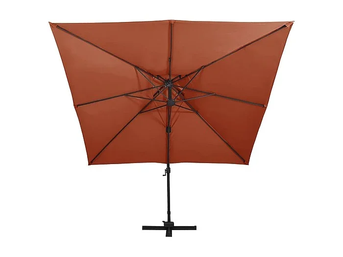 Zuienkerke Sombrilla jardín voladiza cubierta doble terracota 300×300 cm