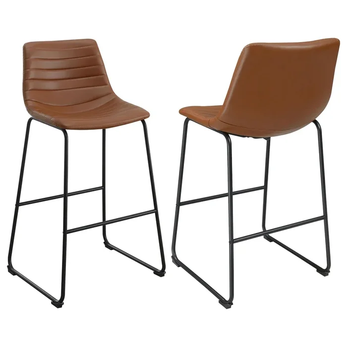Zuni Saddle Faux Leather Upholstered Bar Stool (Set of 2)